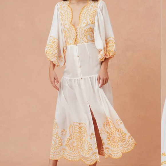 NWT: Embroidered Midi Dress - Picture 1 of 3